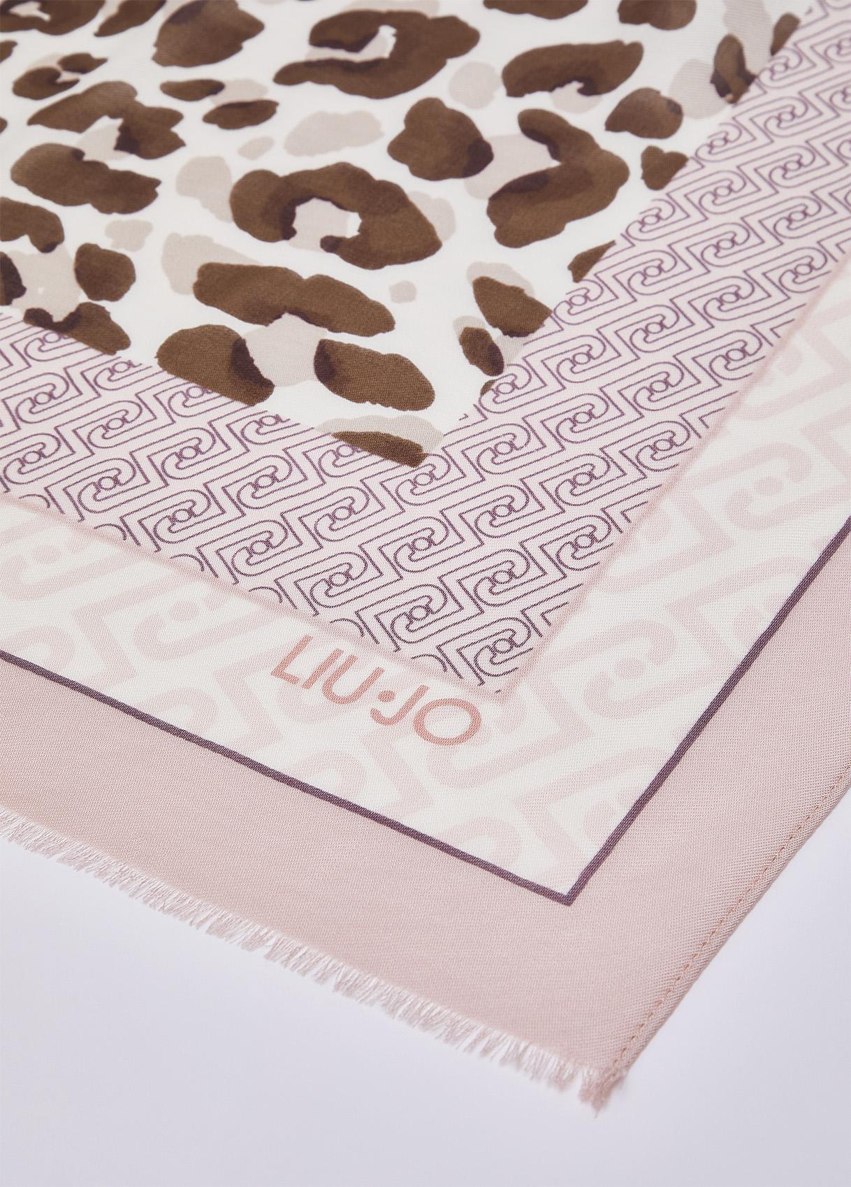Sciarpa Liu Jo donna con stampa animalier e logo Peonia TU | Giò Fashion