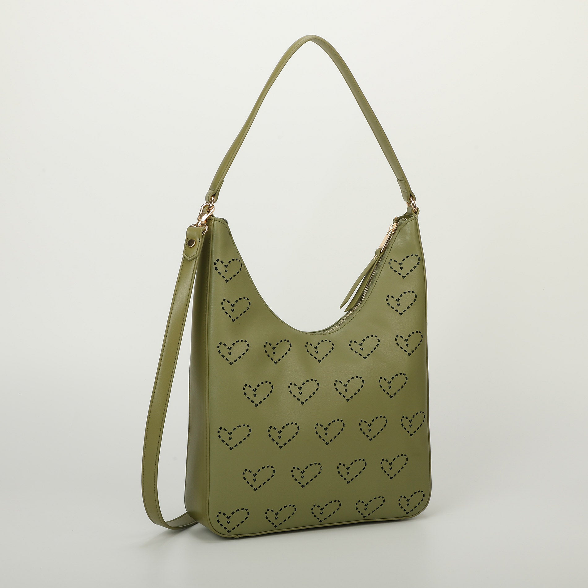 Mimi Mua Borsa a Spalla con Motivo Cuori Traforati