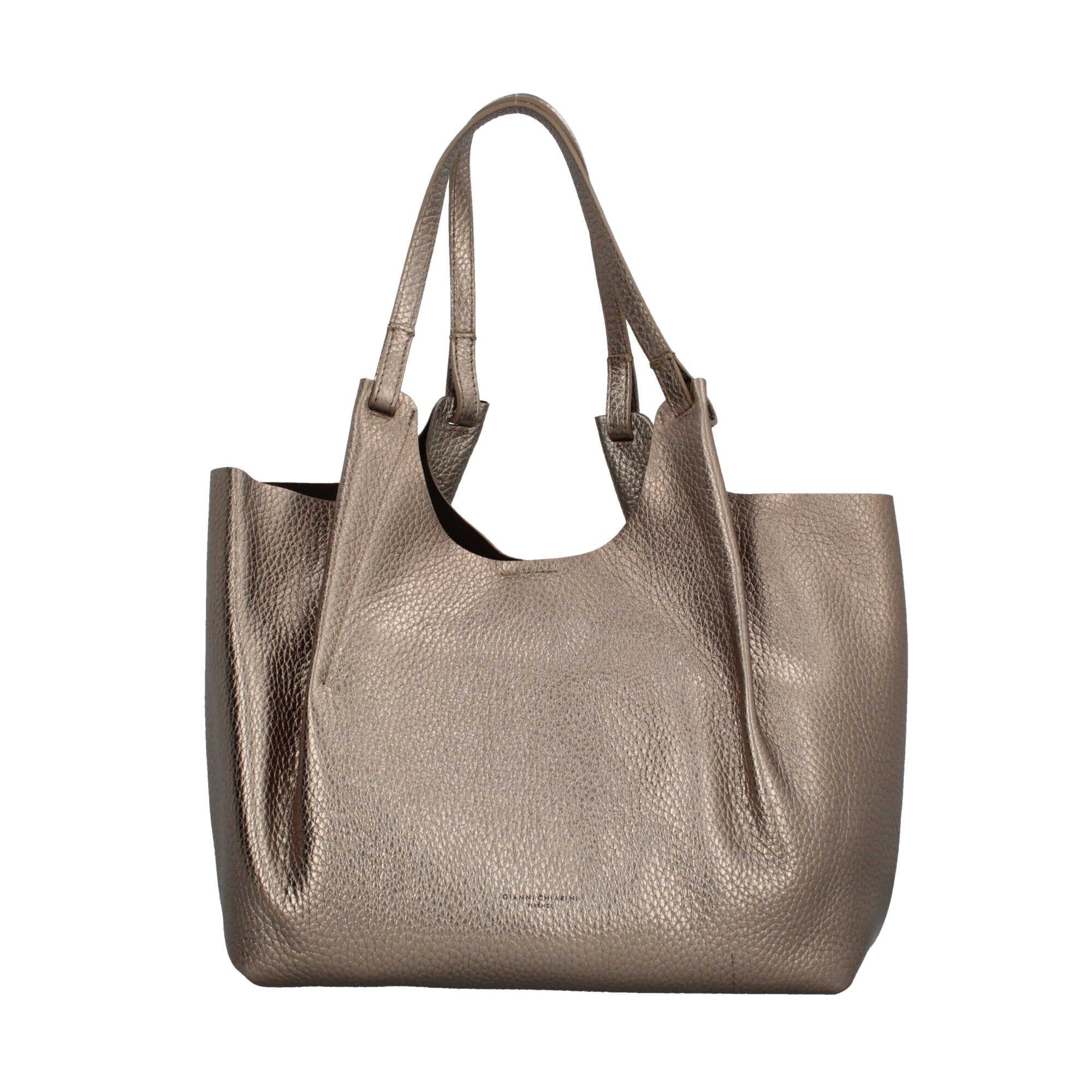 Gianni Chiarini Dua - Hobo Bag Iconica in Pelle Maxi-Grain con Manici Doppi ORO TU | Giò Fashion