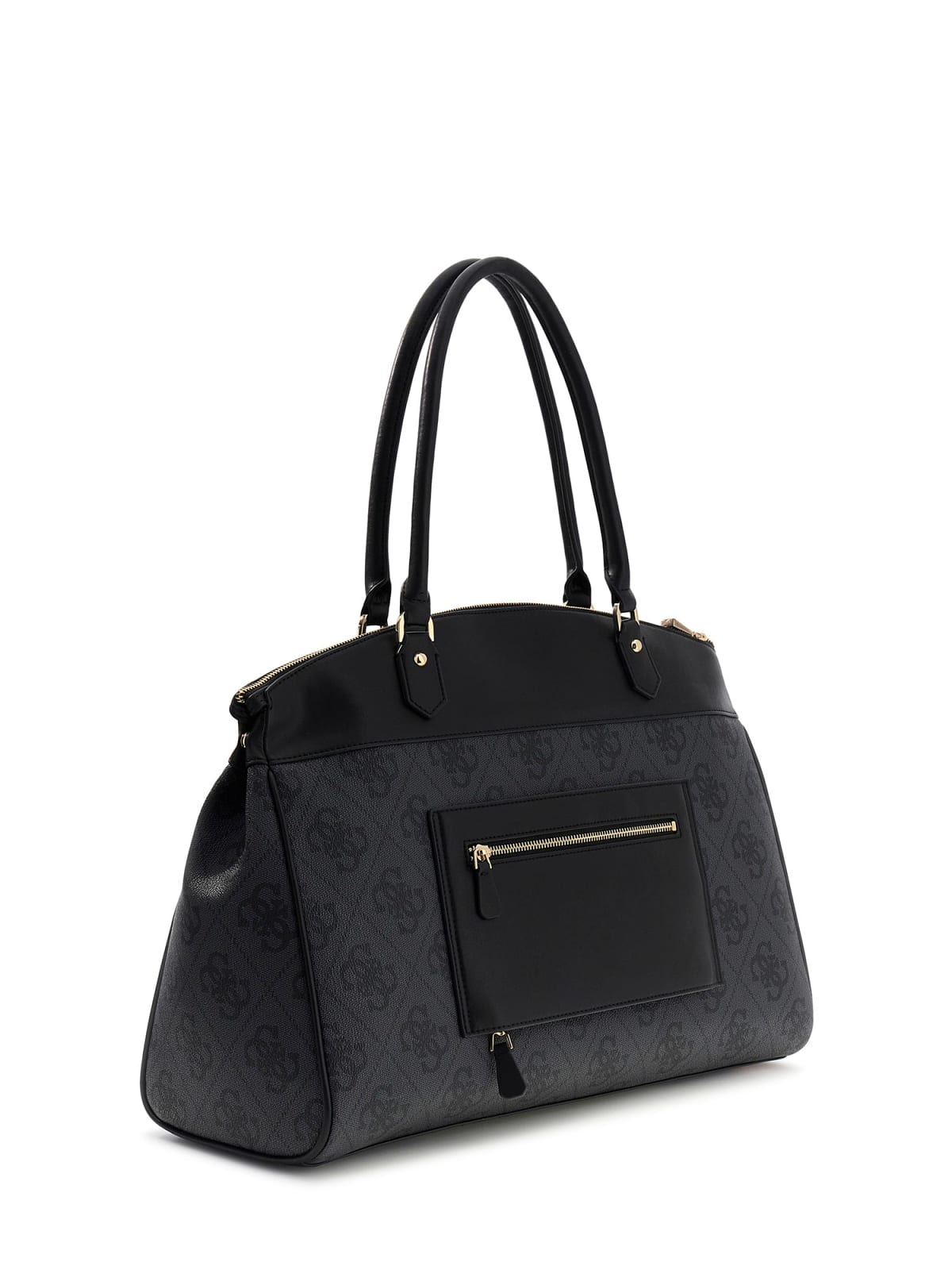 Borsa a spalla Guess donna logo all over con doppi manici e zip NERO LOGO TU | Giò Fashion