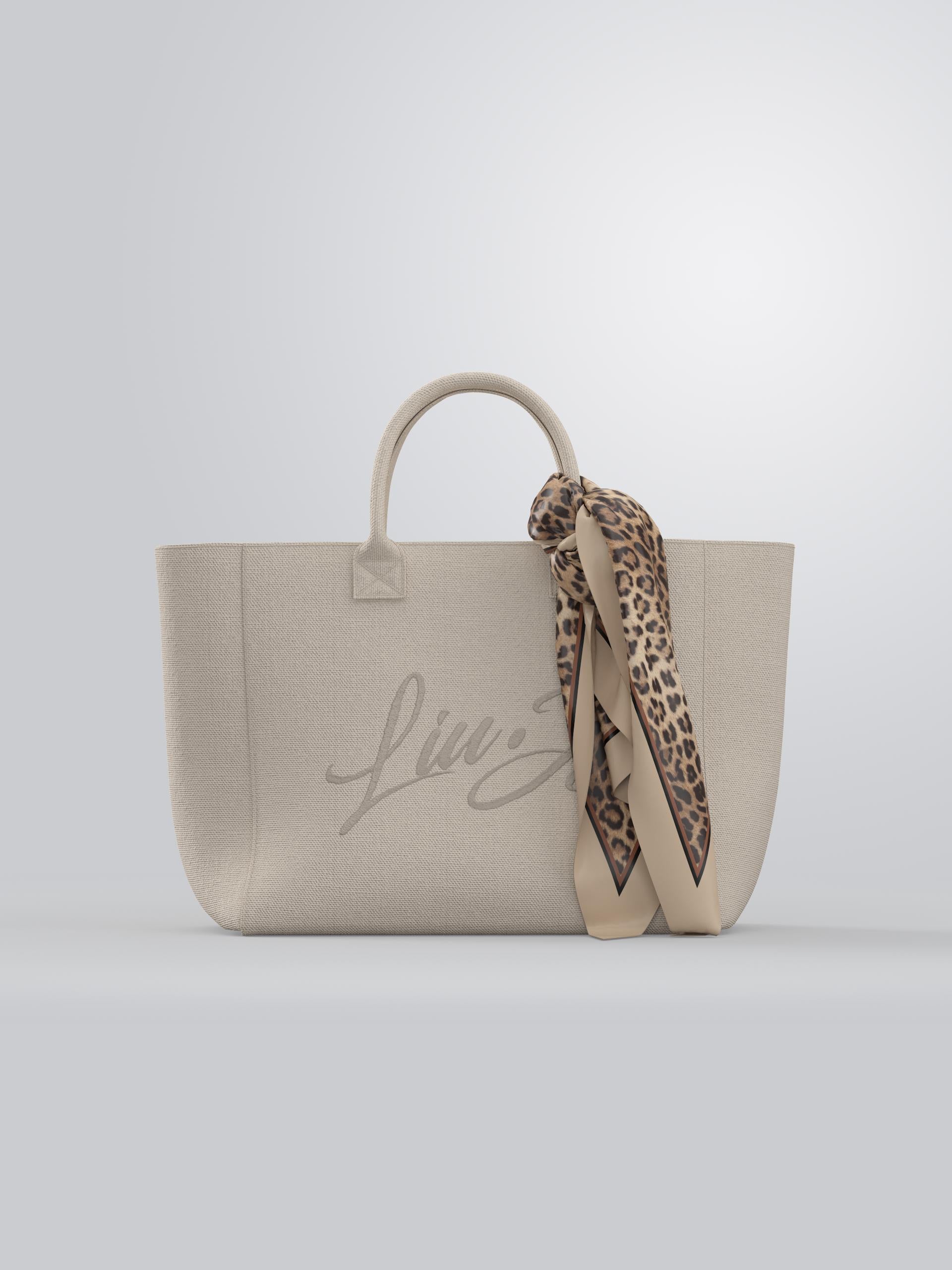 Borsa Shopping Liu Jo Donna con Logo Frontale e Foulard Decorativo Tela TU | Giò Fashion