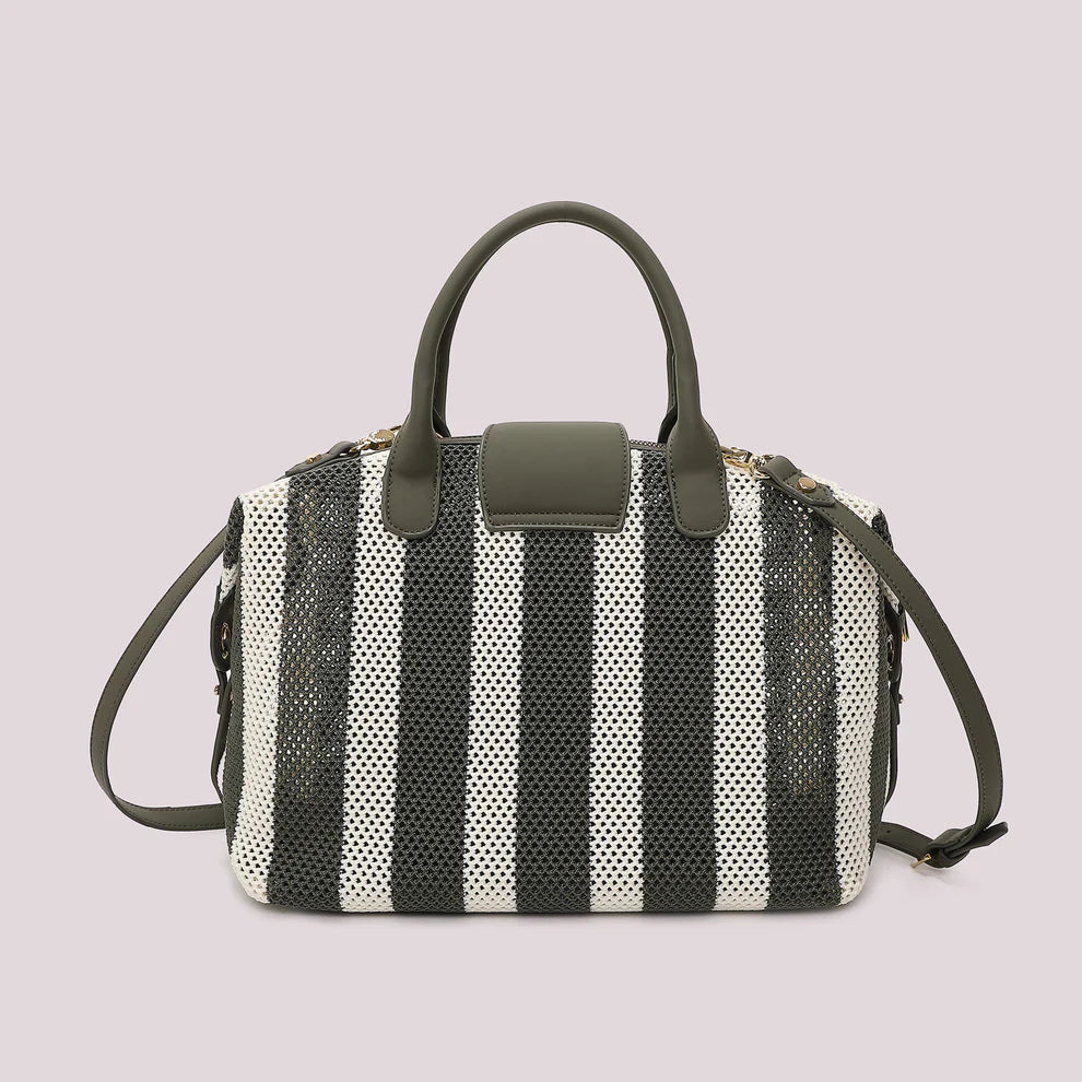 Borsa Bauletto Mimi Mua Rete a Righe PANNA/MILITARE TU | Giò Fashion