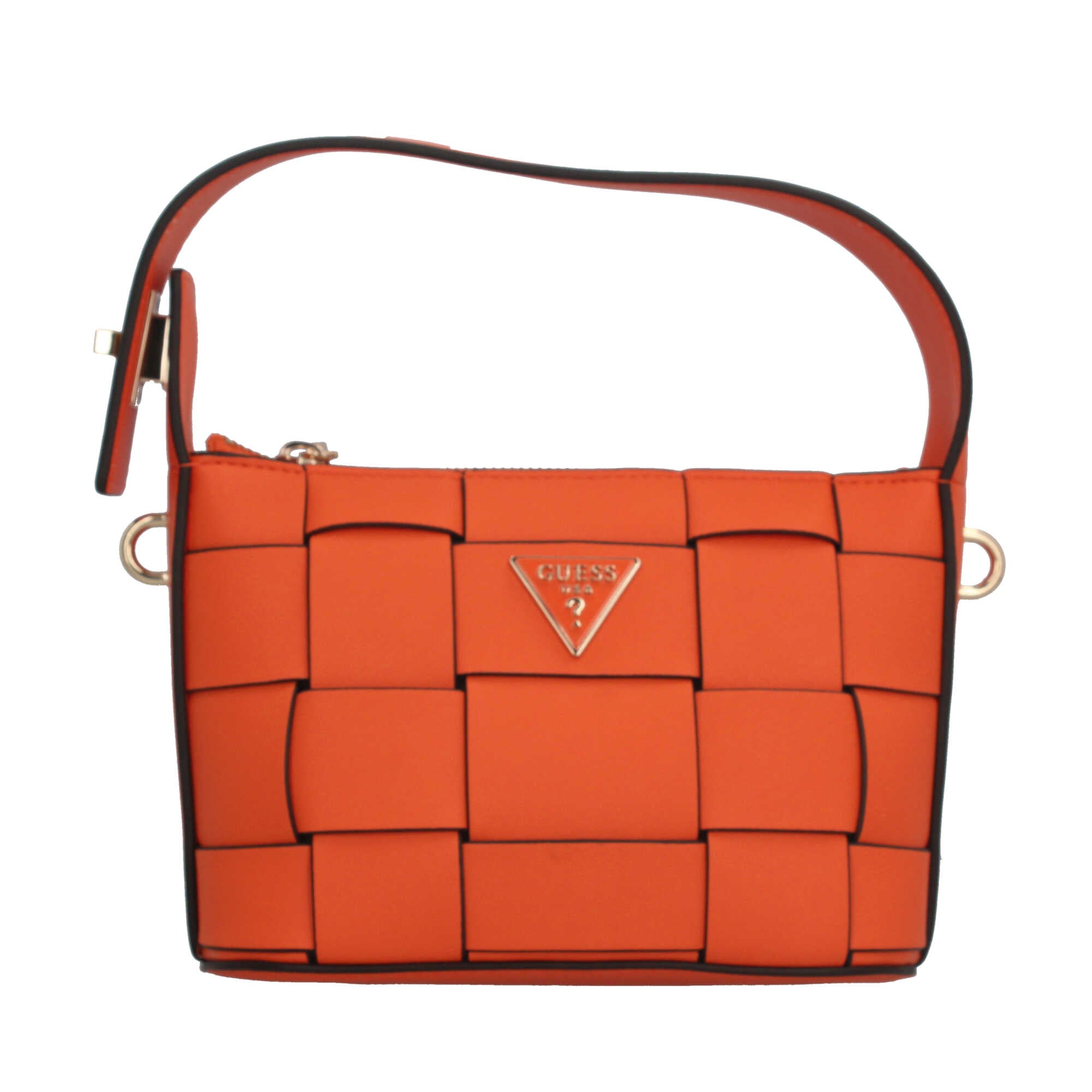 Borsa a spalla Guess intrecciata con logo frontale Arancione TU | Giò Fashion