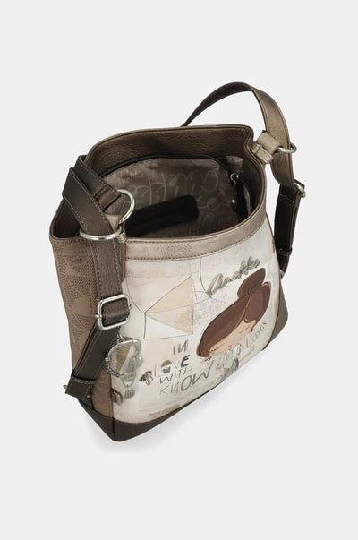 Borsa a spalla donna Anekke con zip e manici regolabili capiente Marrone TU | Giò Fashion