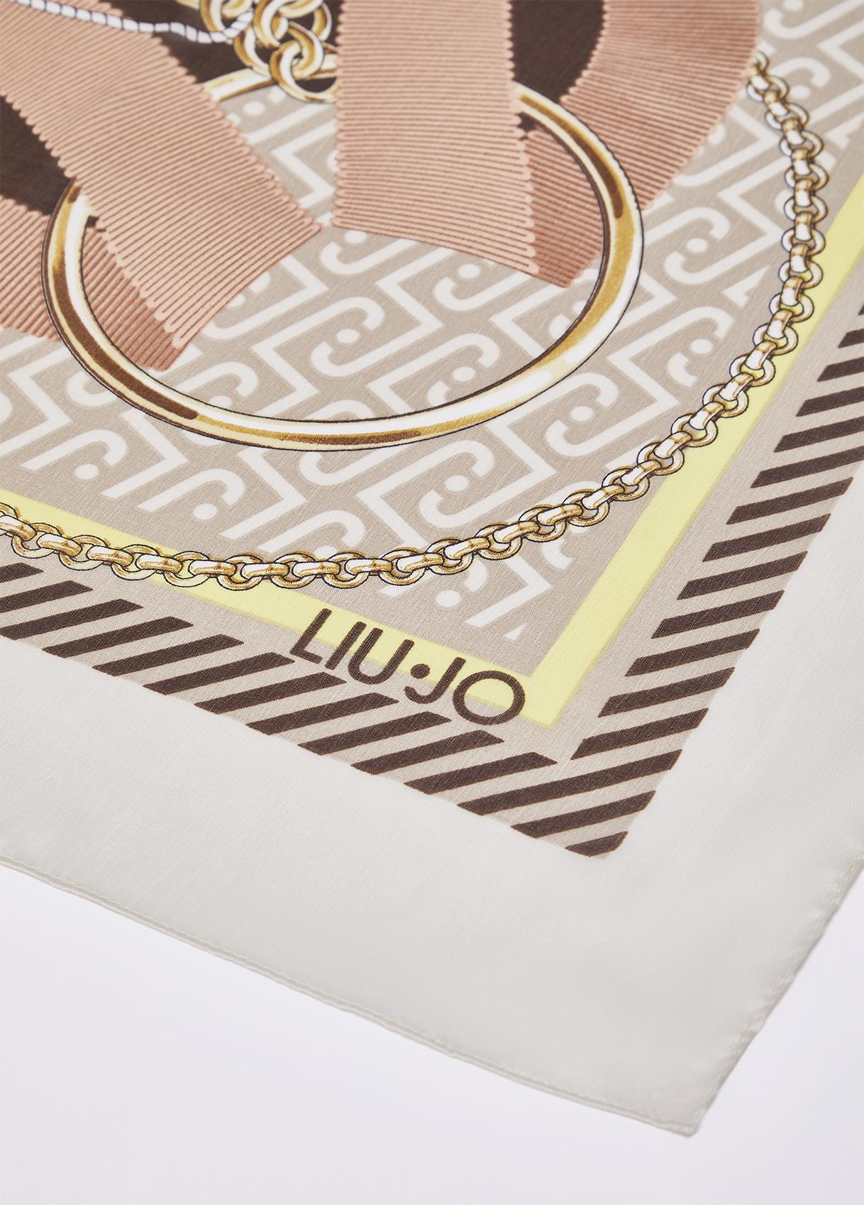 Foulard Liu Jo donna con stampa catene e logo Naturale TU | Giò Fashion