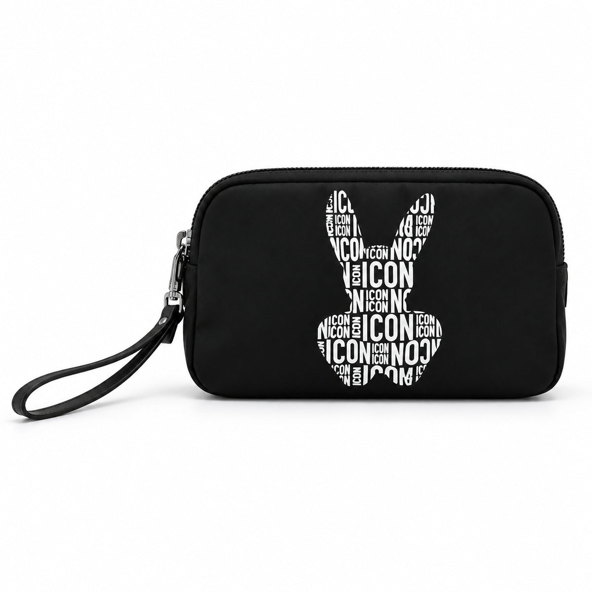 Pochette uomo con stampa grafica e laccetto da polso