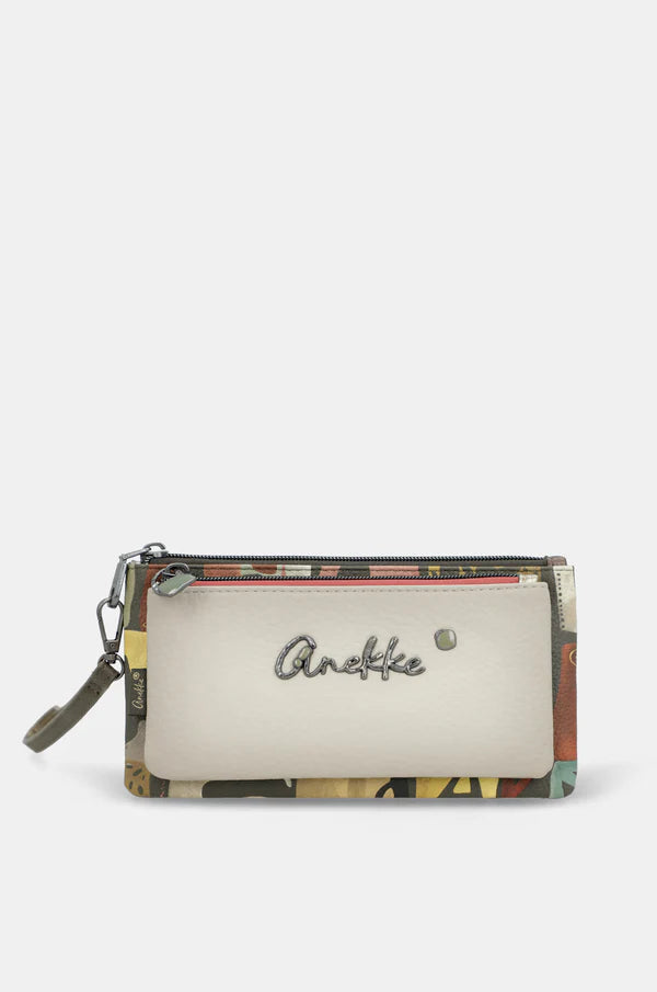 Portafoglio donna Anekke grande con zip e laccetto organizer carte e monete Marrone TU | Giò Fashion