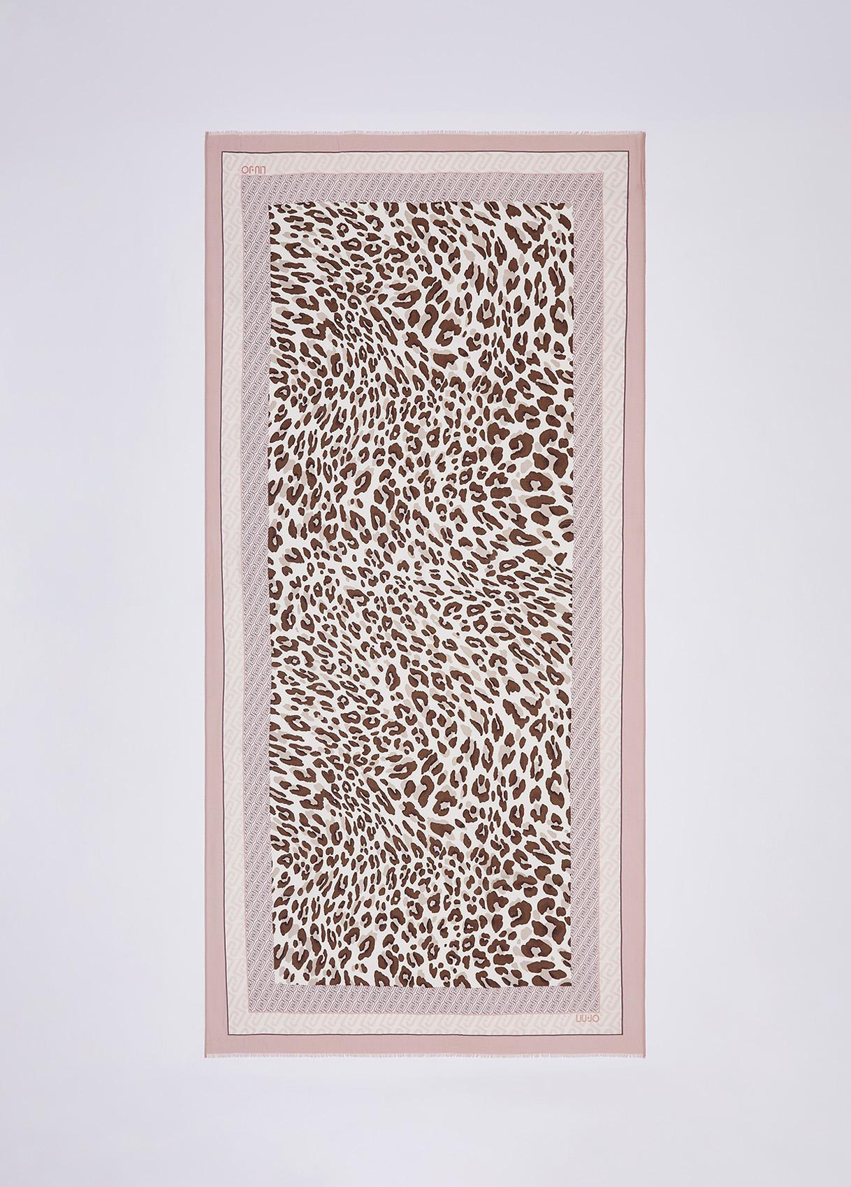Sciarpa Liu Jo donna con stampa animalier e logo Peonia TU | Giò Fashion