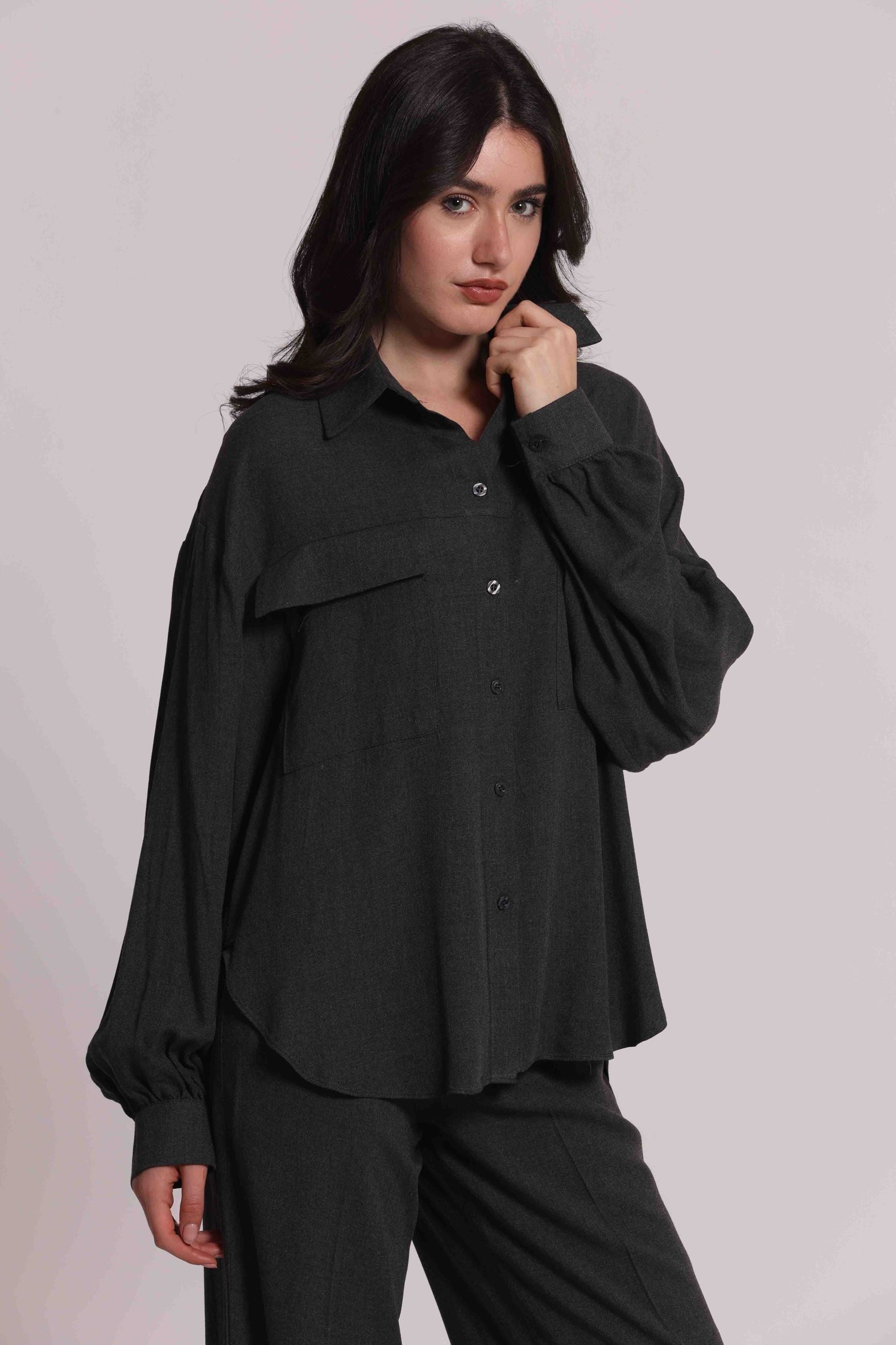 Camicia Donna Oversize con Tasche Frontali Mimi Mua