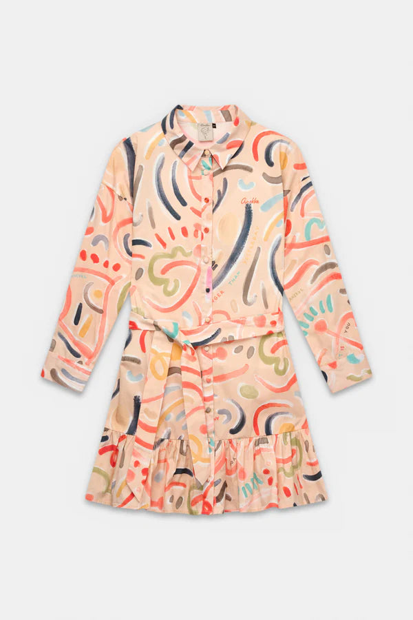 Anekke abito donna chemisier con stampa artistica e cintura in vita Rosa S/M | Giò Fashion