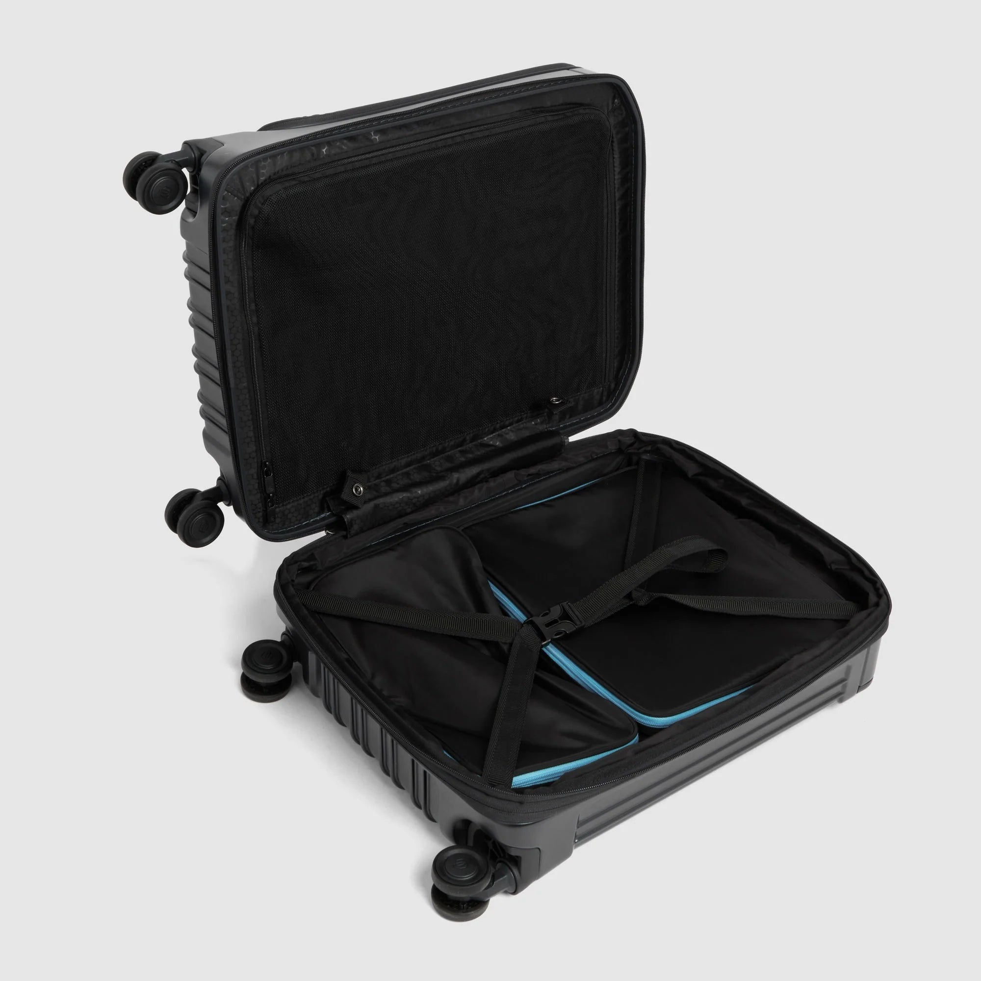 Piquadro Trolley Rigido da Cabina PQ-Light Blu Opaco Espandibile con 4 Ruote e Porta PC 17,3"