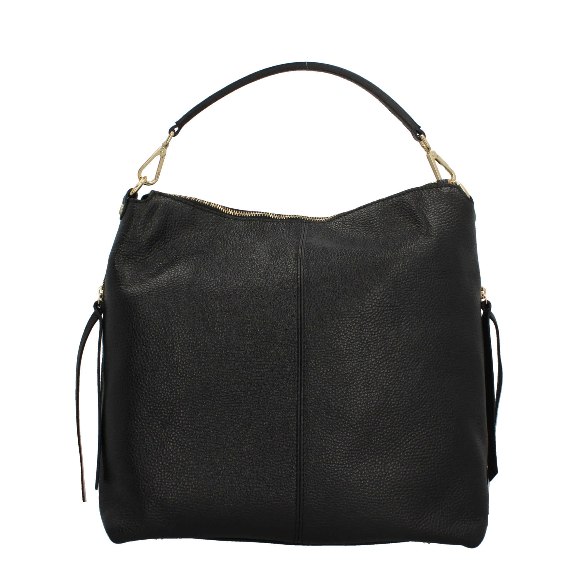 Borsa a spalla Made in Italy in pelle con tracolla rimovibile Nero TU | Giò Fashion
