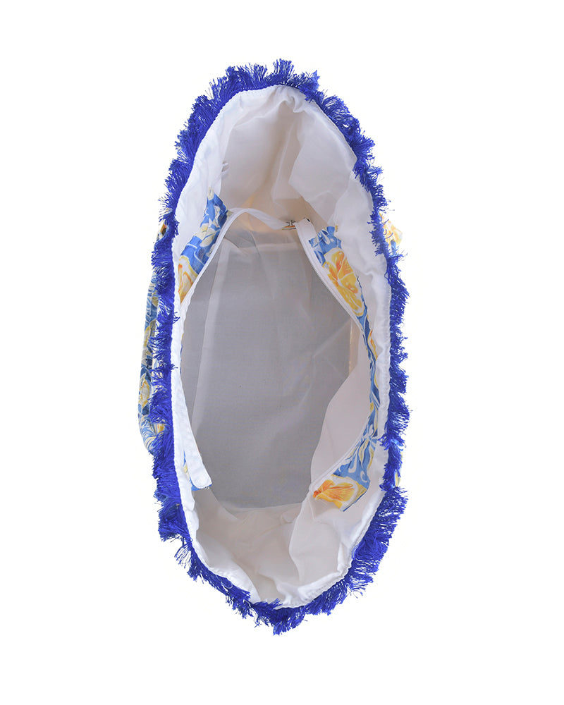 Ble Resort Collection Borsa Blu in Tessuto con Fiori
