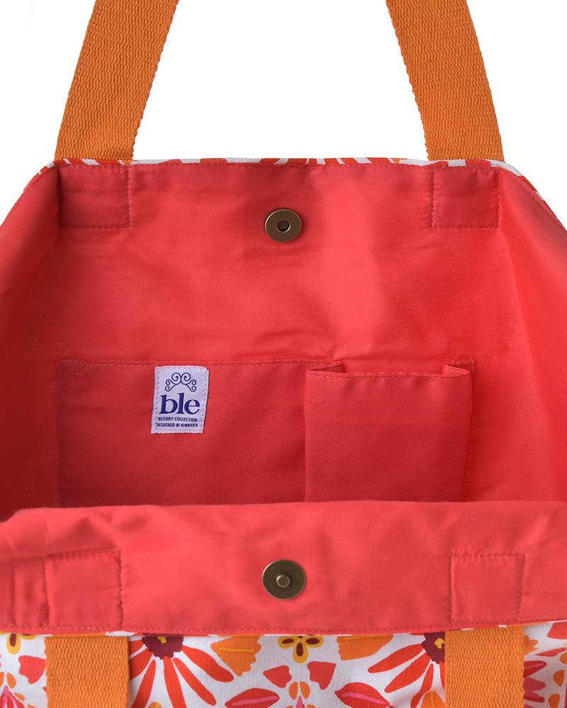 Ble Resort Collection Borsa Rosa in Tessuto con Fiori