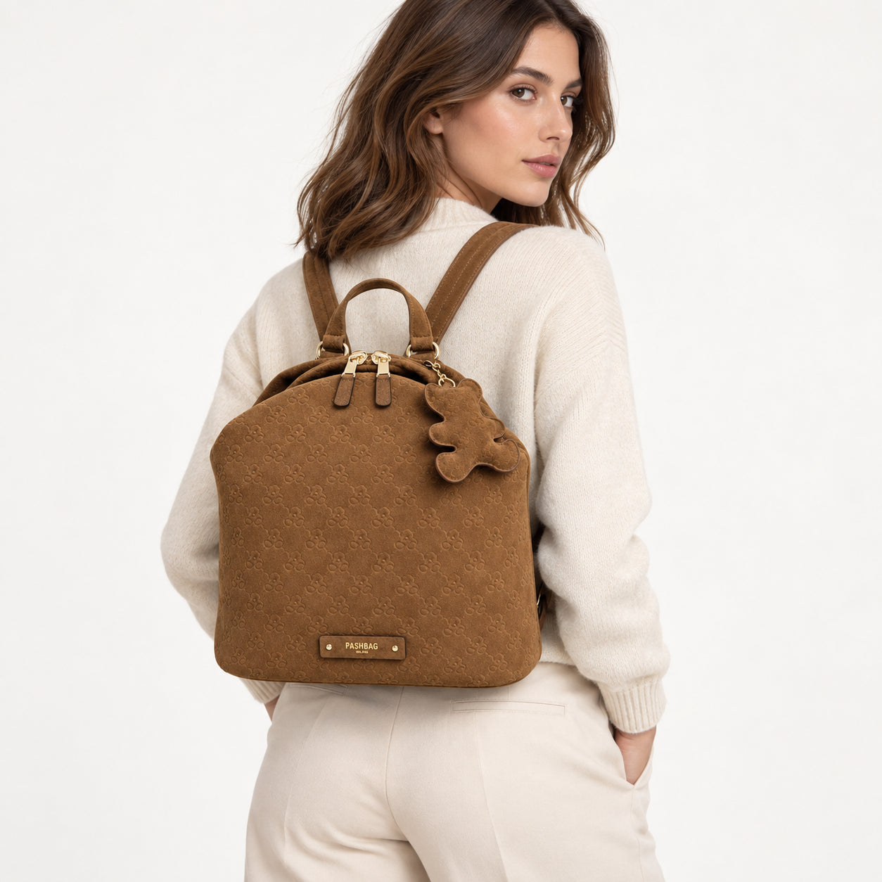 PashBag Zaino Donna con Lavorazione in Rilievo e Charm