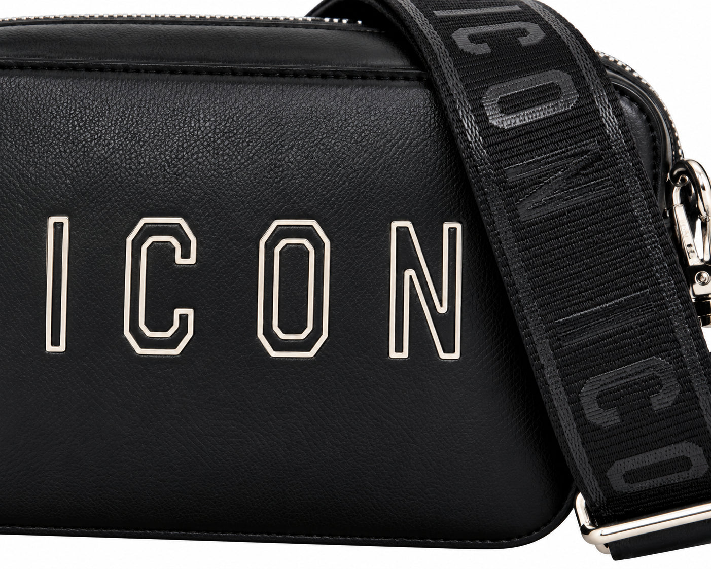 Borsa camera bag con tracolla logata e scritta