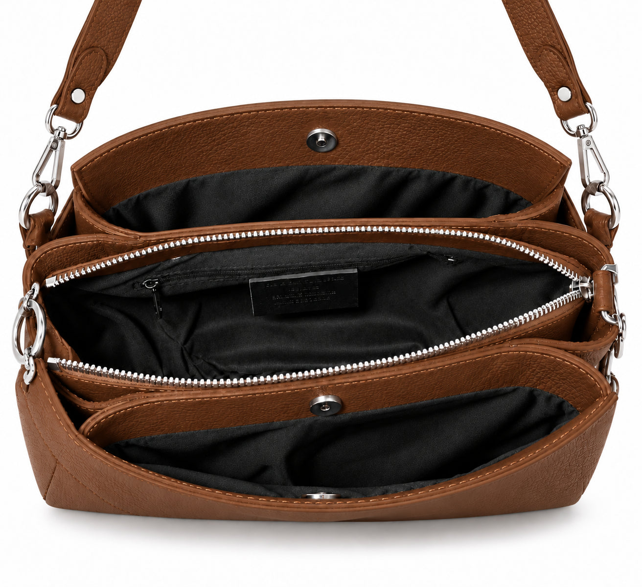 Borsa Donna a Spalla Elegante con Tracolla Removibile e Finitura Martellata
