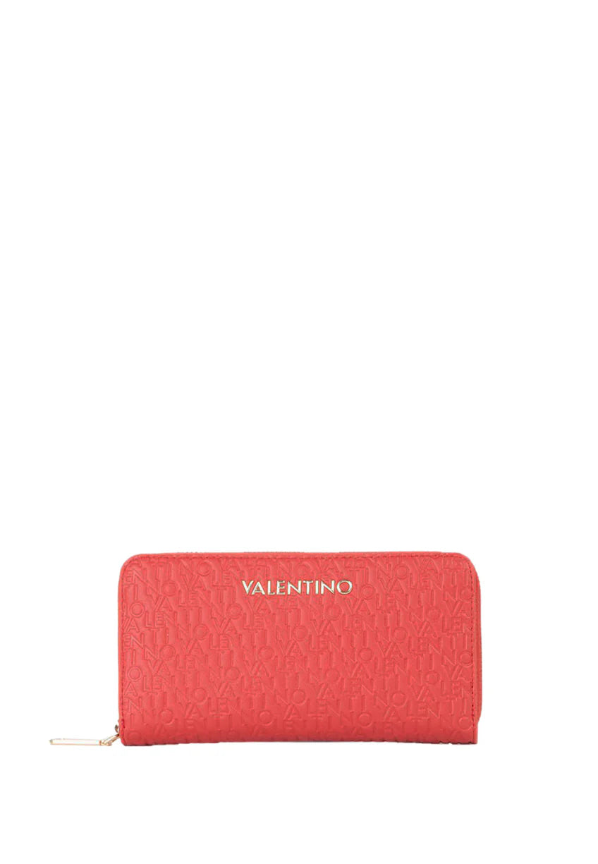 Valentino portafoglio donna zip around con logo in rilievo Rosso TU | Giò Fashion