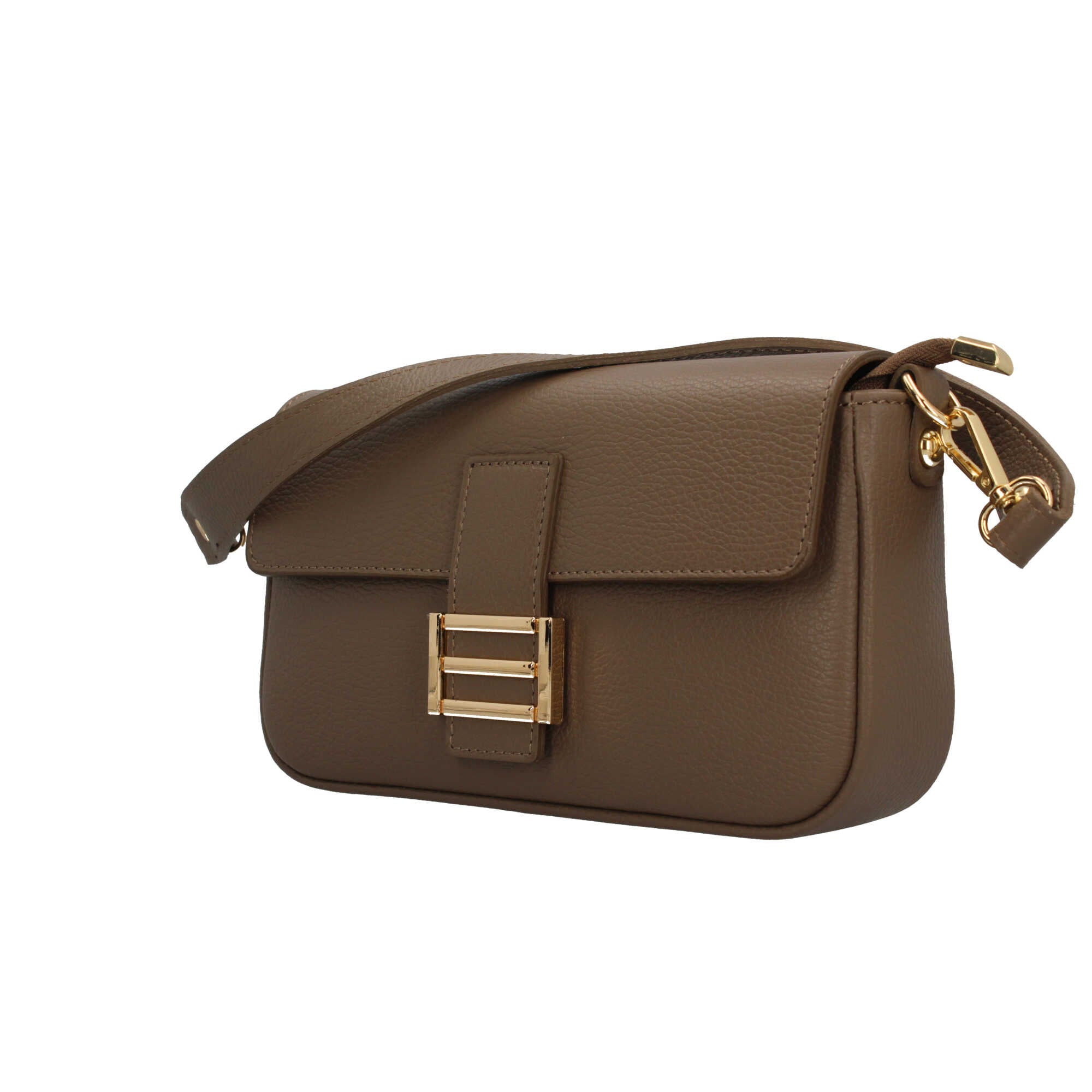Borsa a tracolla in vera pelle martellata Made in Italy Beige TU | Giò Fashion