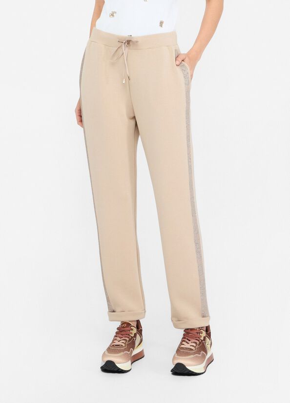 Liu Jo pantaloni jogger con bande laterali logate Beige S | Giò Fashion