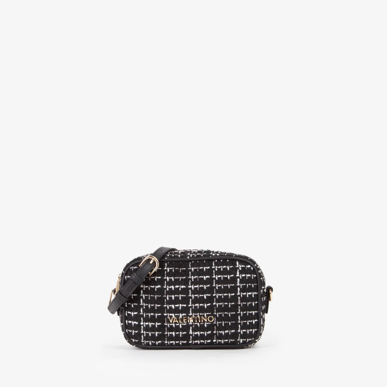 Valentino borsa a tracolla in tweed con catena Nero TU | Giò Fashion