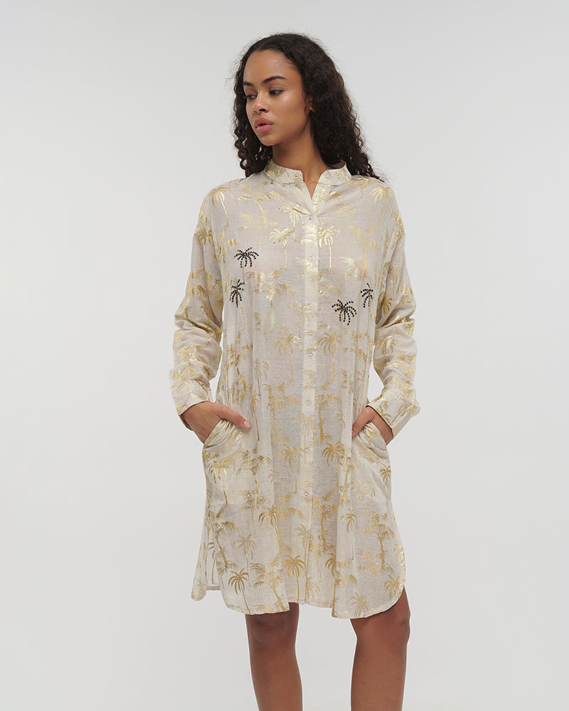 Ble Resort Collection Kaftan-Camicia con Palme