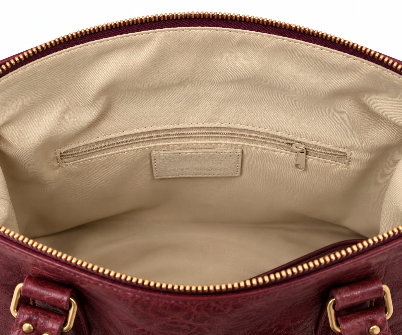 Borsa a Mano in Pelle Effetto Vintage con Borchie e Tracolla