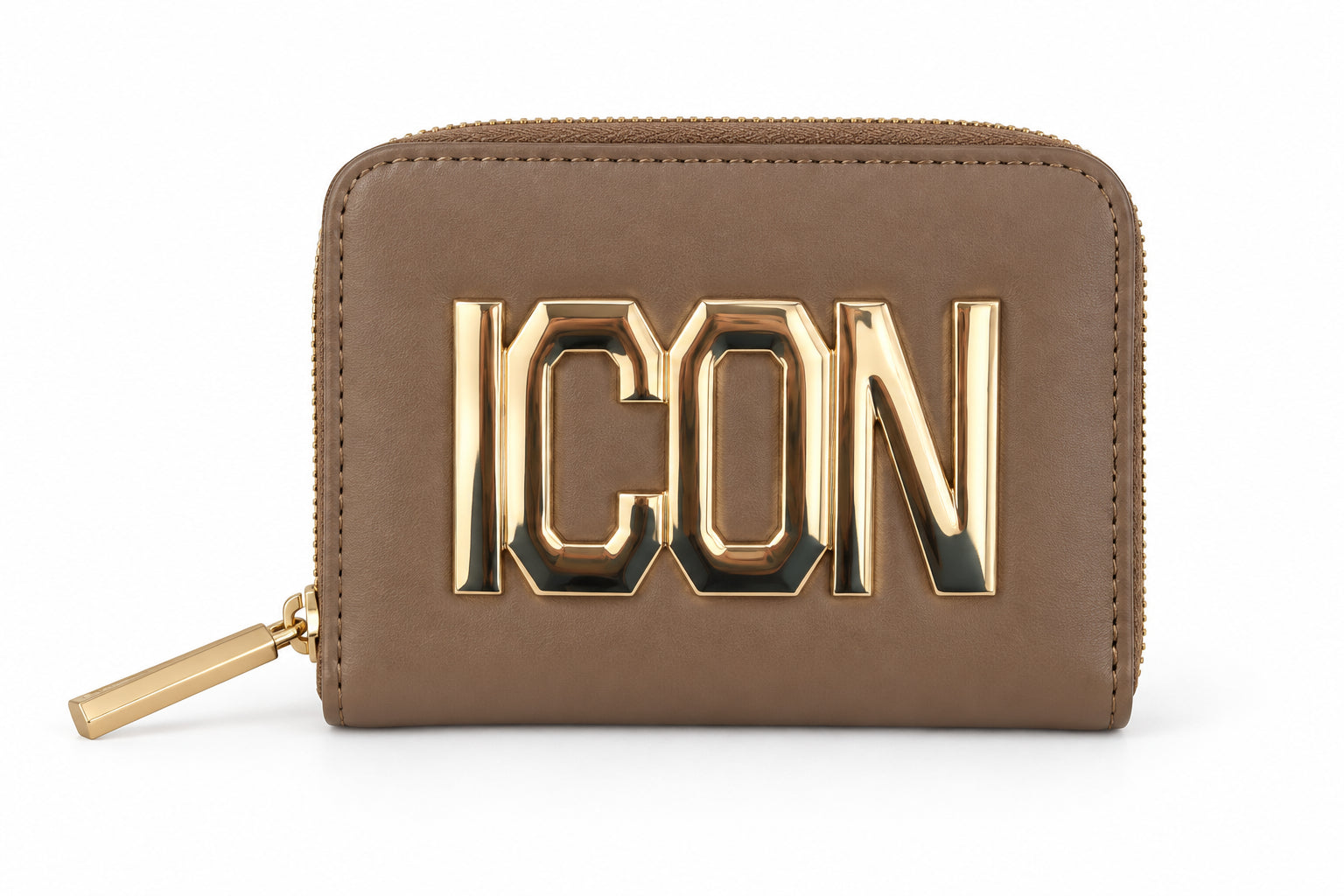 Portafoglio piccolo con maxi logo dorato e scomparto con zip