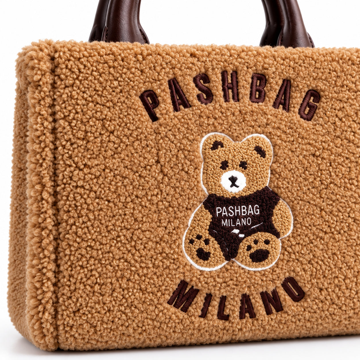 PashBag Borsa a Mano Morbida con Orsetto Ricamato