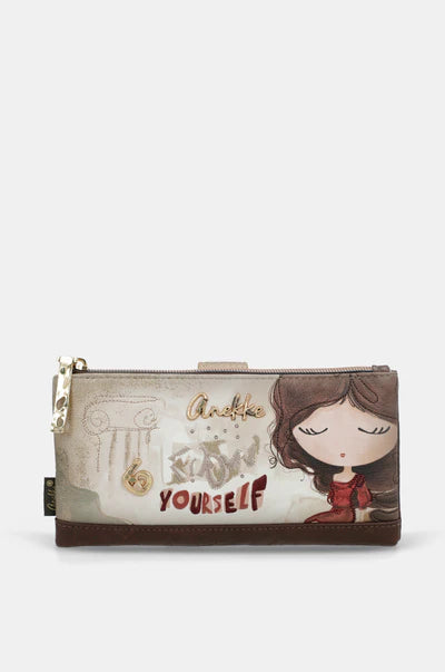 Portafoglio donna Anekke grande con zip organizer carte e monete Marrone TU | Giò Fashion