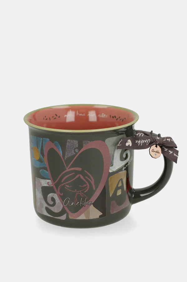 Tazza Anekke in ceramica con manico design illustrato stile artistico Grigio TU | Giò Fashion