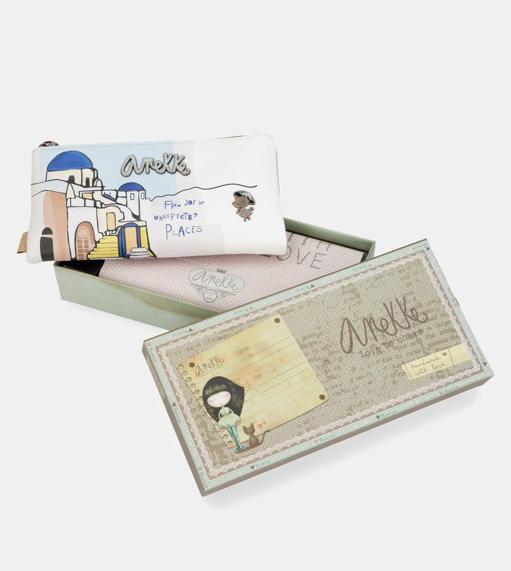Portafoglio grande Anekke Sunrise Flexi con stampa mediterranea Bianco TU | Giò Fashion