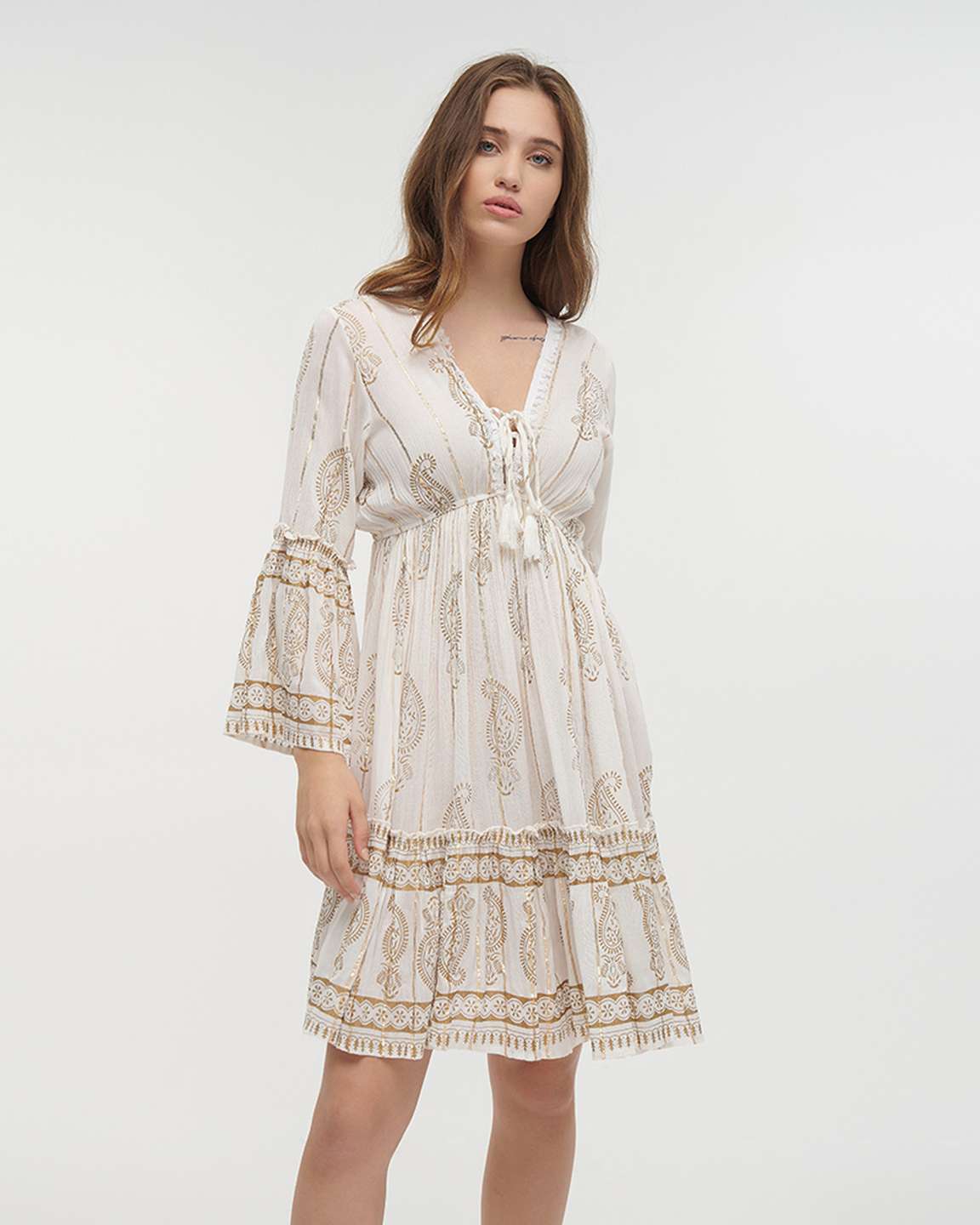 Ble Resort Collection Abito Corto a Maniche Lunghe con Lurex