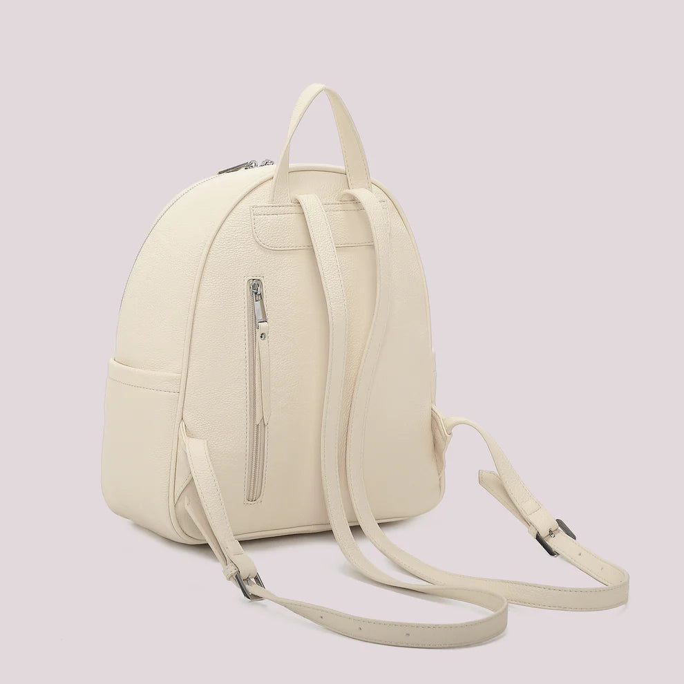 Mimi Mua zaino con borchie decorative e tasca frontale PANNA TU | Giò Fashion