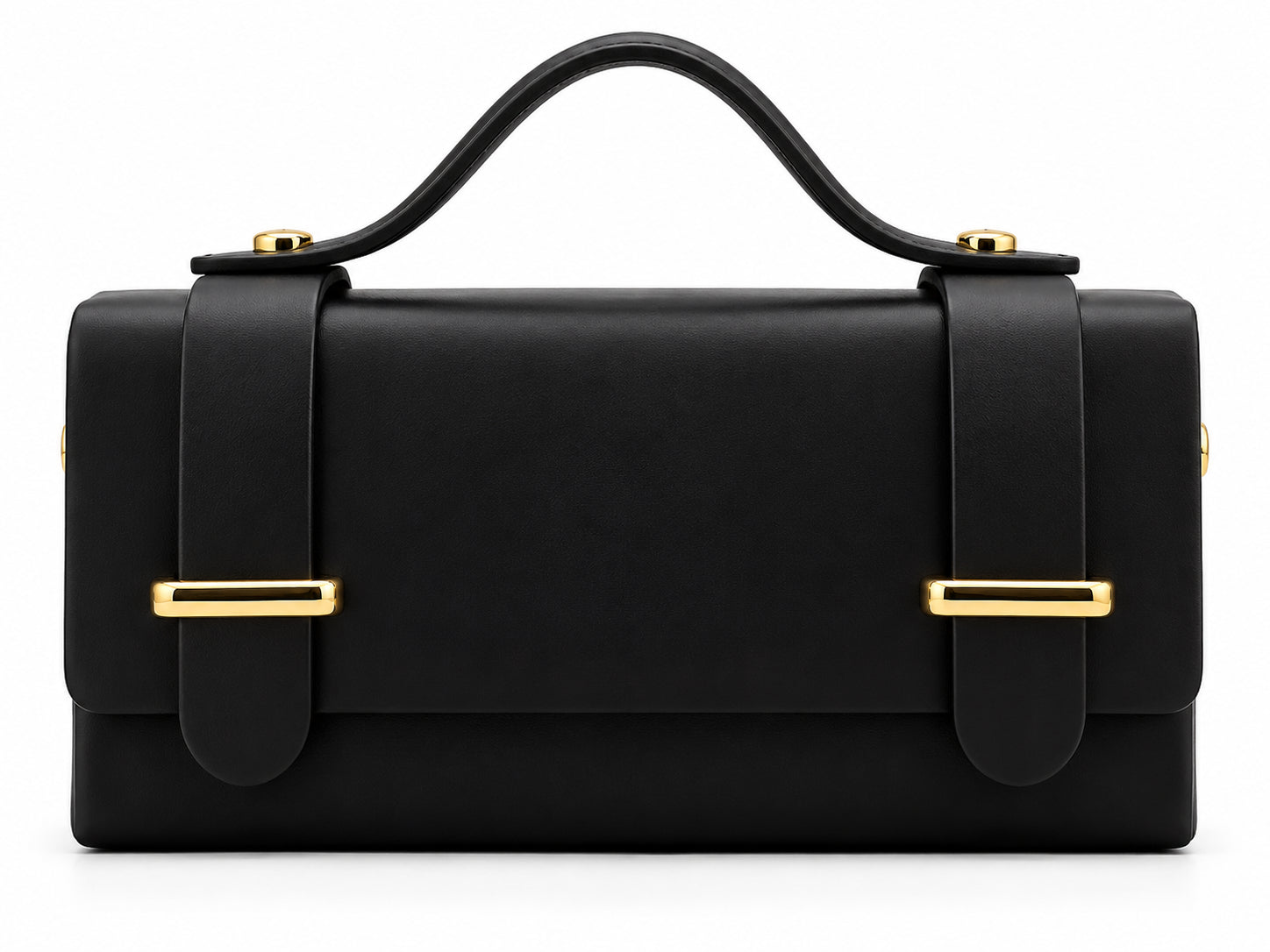 Borsa a Mano in Pelle con Dettagli Metallici