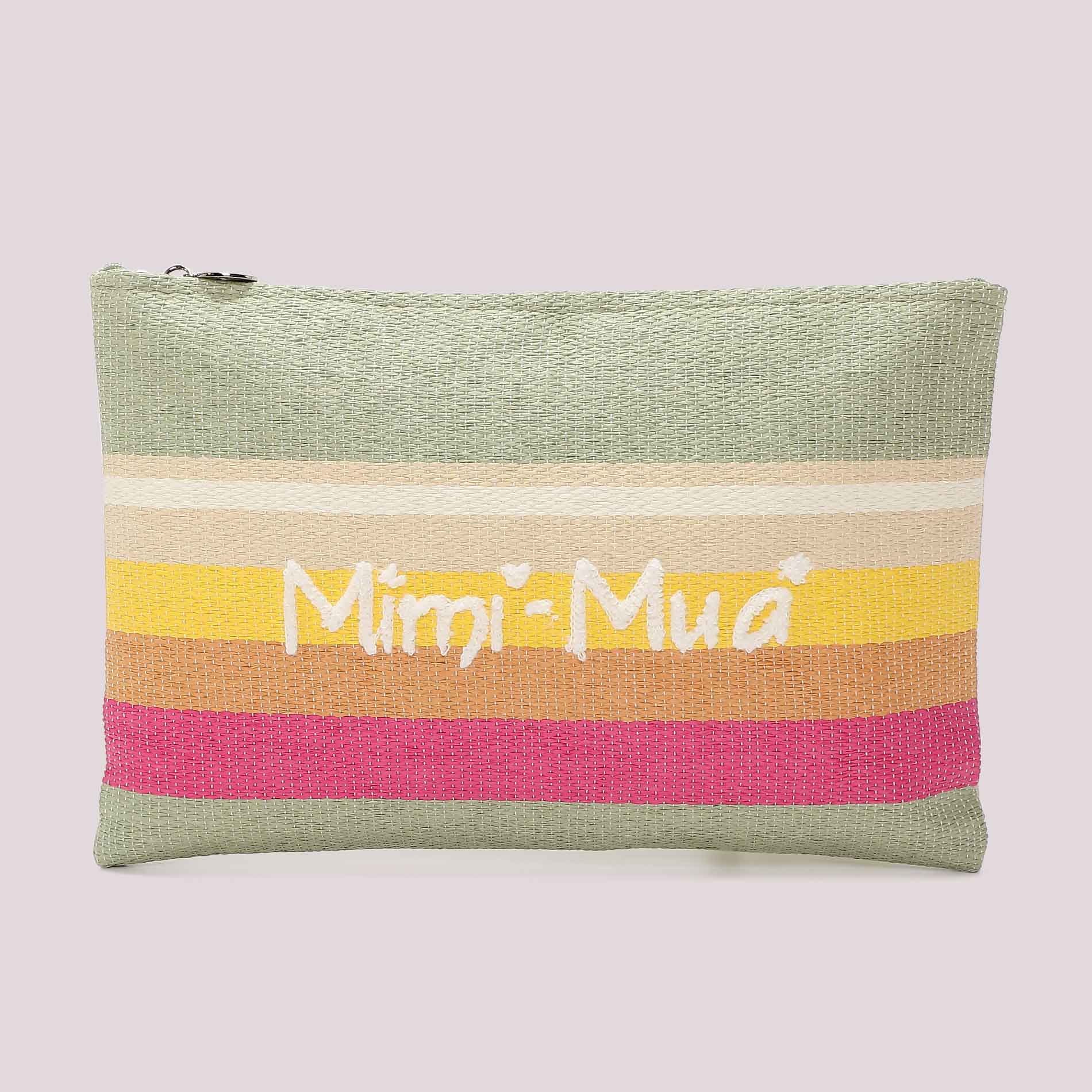Mimi Mua pochette mare a righe multicolor con logo frontale