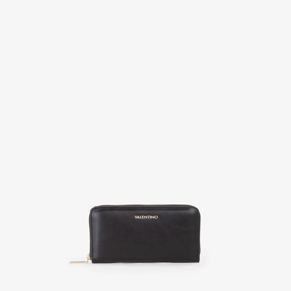 Valentino portafoglio donna con chiusura zip e logo metallico NERO TU | Giò Fashion
