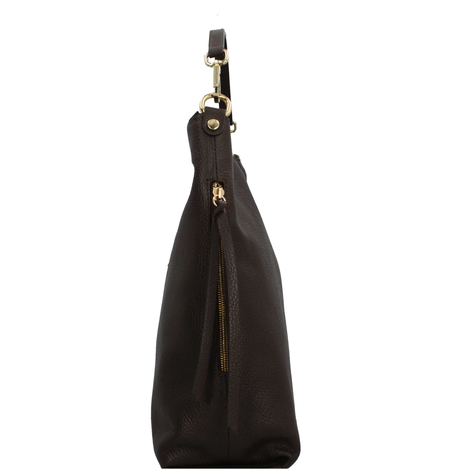 Borsa a spalla Made in Italy in pelle con tracolla rimovibile Marrone TU | Giò Fashion