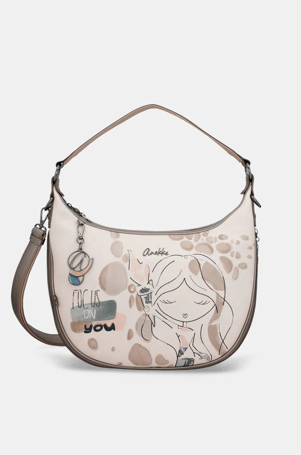Borsa a spalla donna Anekke con zip e tracolla regolabile Beige TU | Giò Fashion