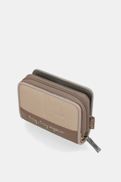 Portafoglio donna Anekke piccolo con zip compatto porta monete Beige TU | Giò Fashion