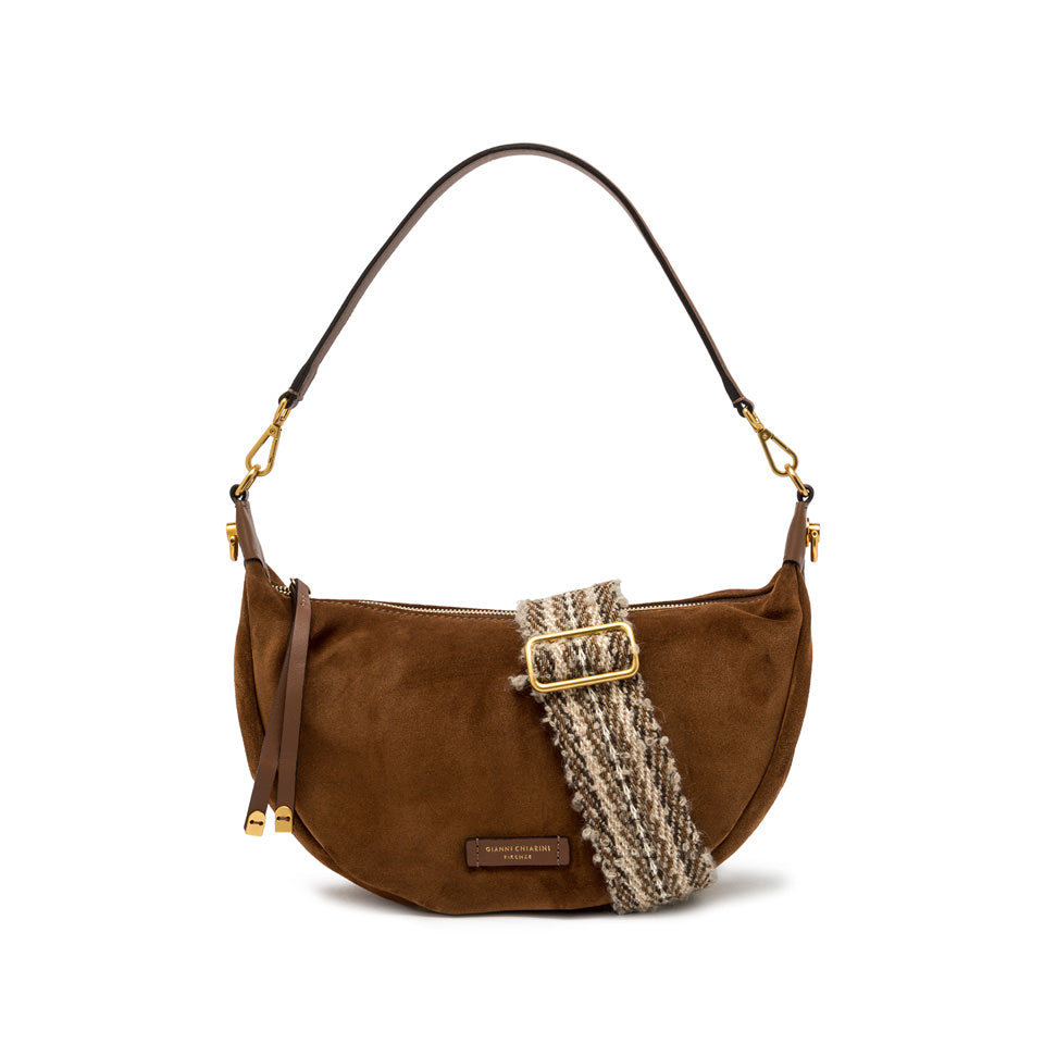 Gianni Chiarini Borsa a Spalla in Suede con Tracolla Tessuta Marrone TU | Giò Fashion