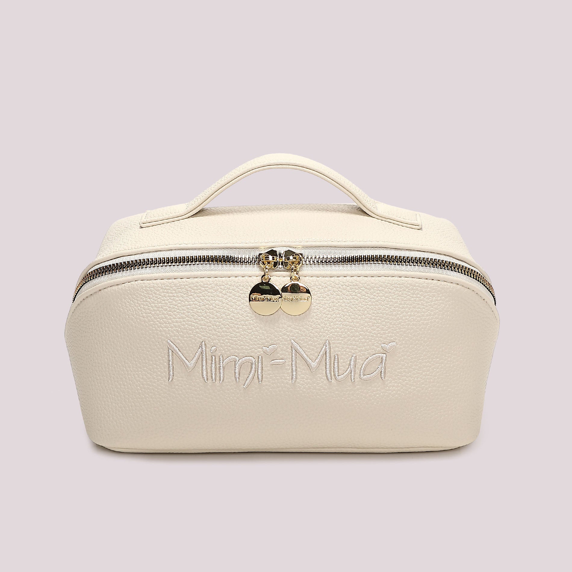 Beauty case donna Mimi Mua con manico e zip superiore design elegante PANNA TU | Giò Fashion