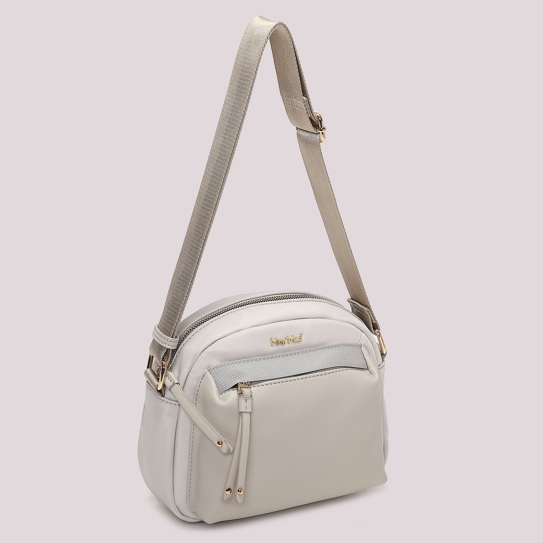Borsa tracolla Mimi Mua donna compatta con tasca esterna e zip GRIGIO CHIARO TU | Giò Fashion