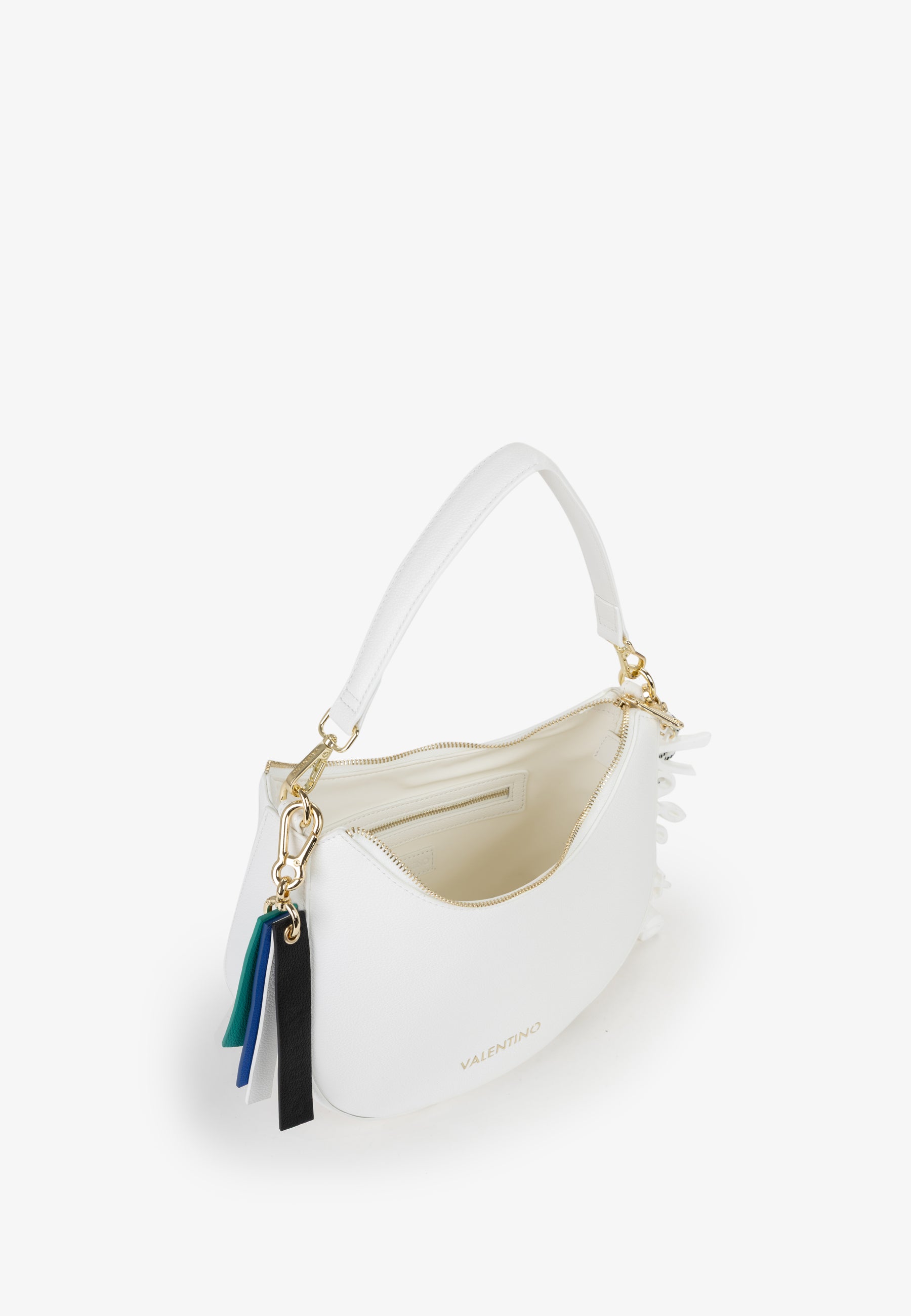 Borsa a spalla donna Mario Valentino compatta con silhouette arrotondata e dettagli iconici Bianco TU | Giò Fashion