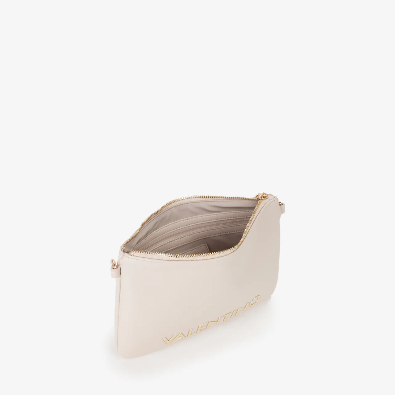 Valentino pochette donna elegante con tracolla e logo frontale Avorio TU | Giò Fashion