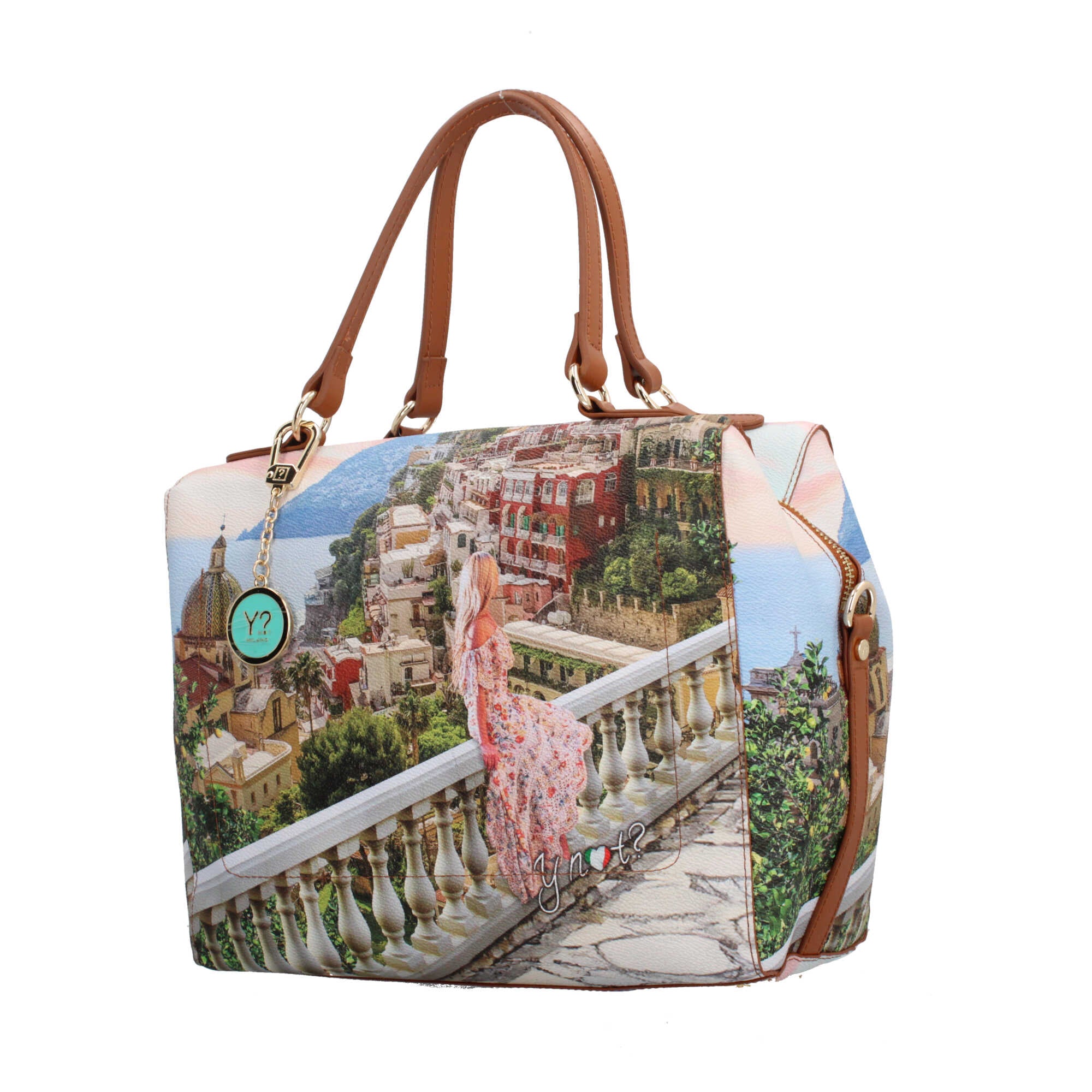 Borsa bauletto YNot con stampa artistica e tracolla regolabile