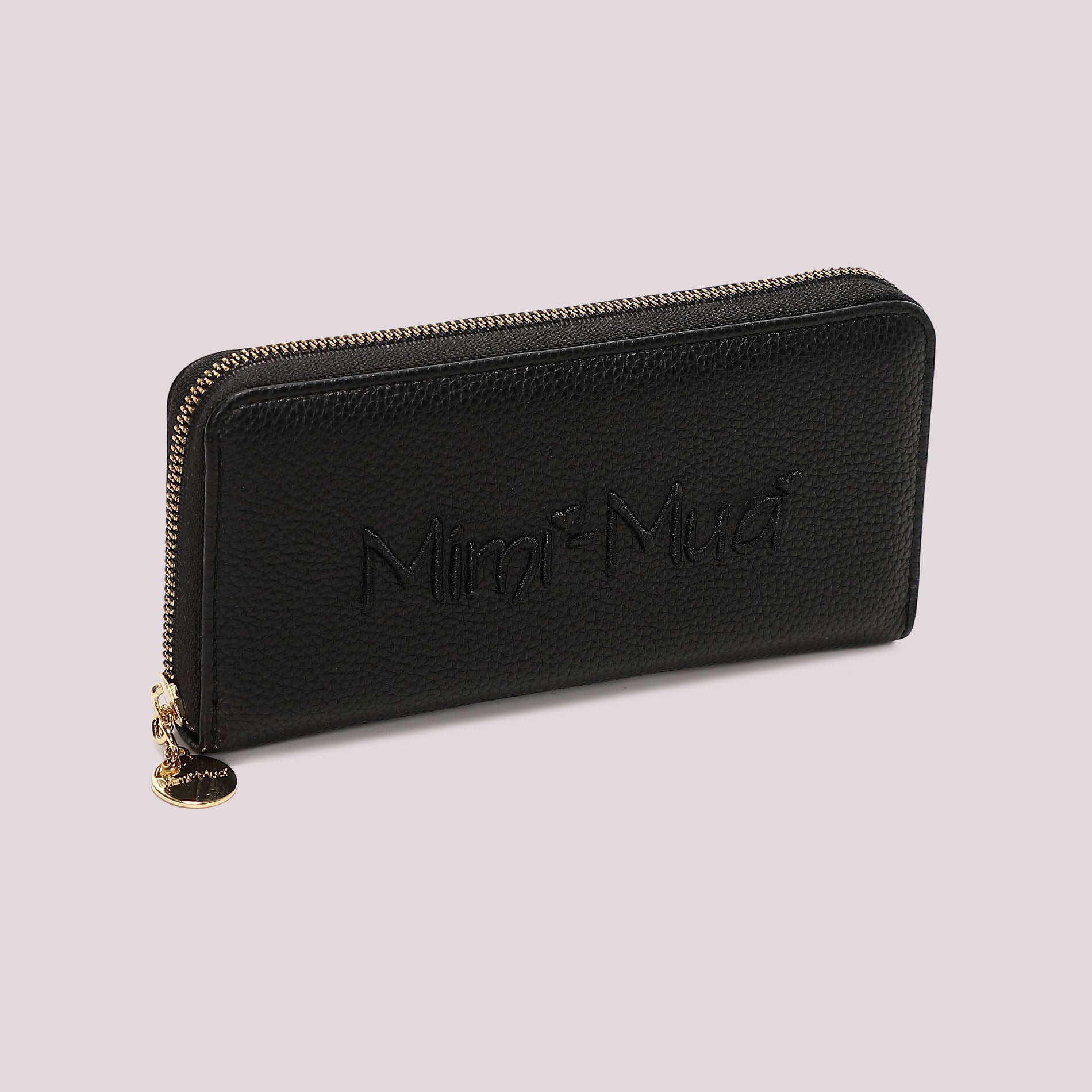 Portafoglio donna Mimi Mua grande zip around con logo in rilievo elegante Nero TU | Giò Fashion