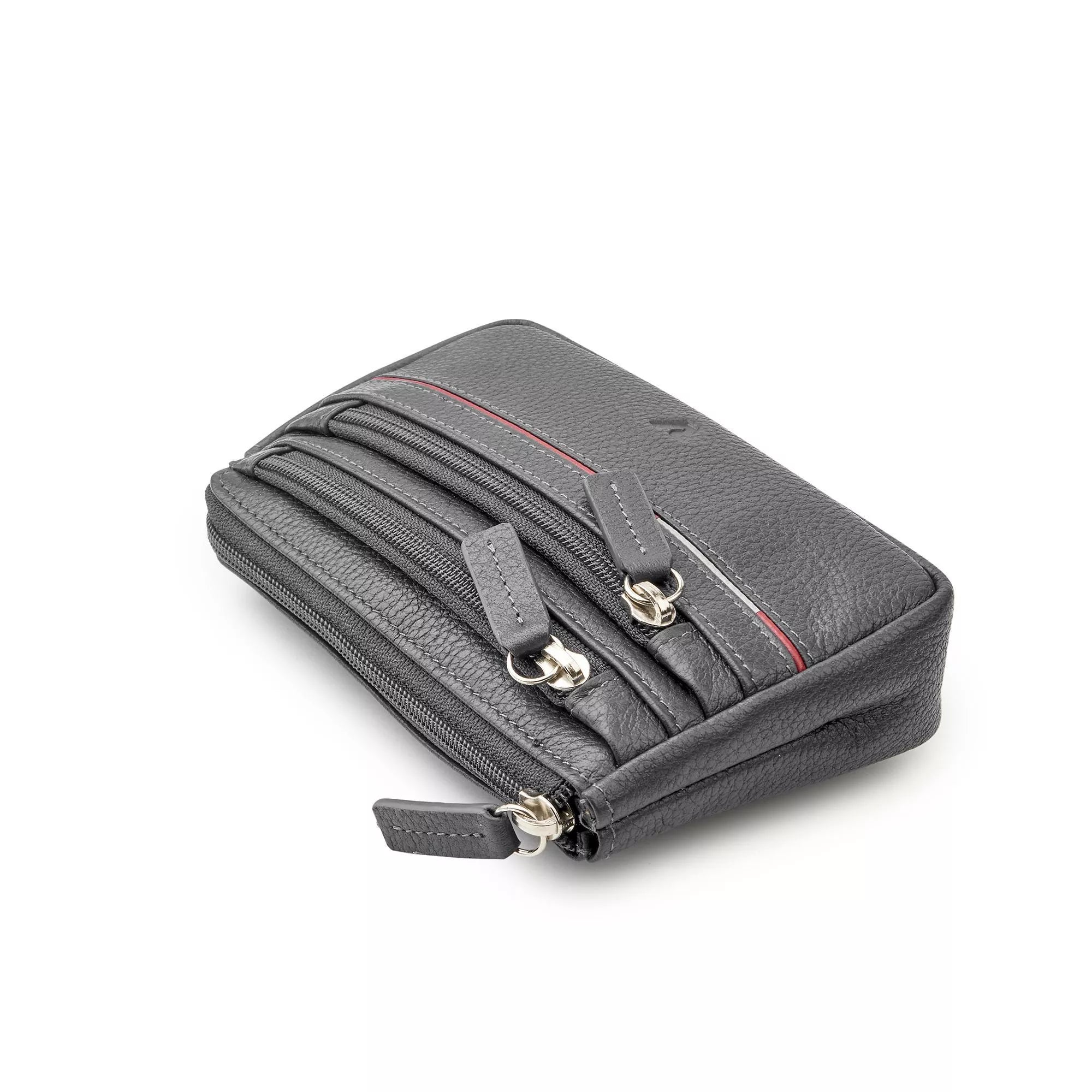 Portachiavi Roncato in pelle con doppia zip e anello interno Grigio TU | Giò Fashion