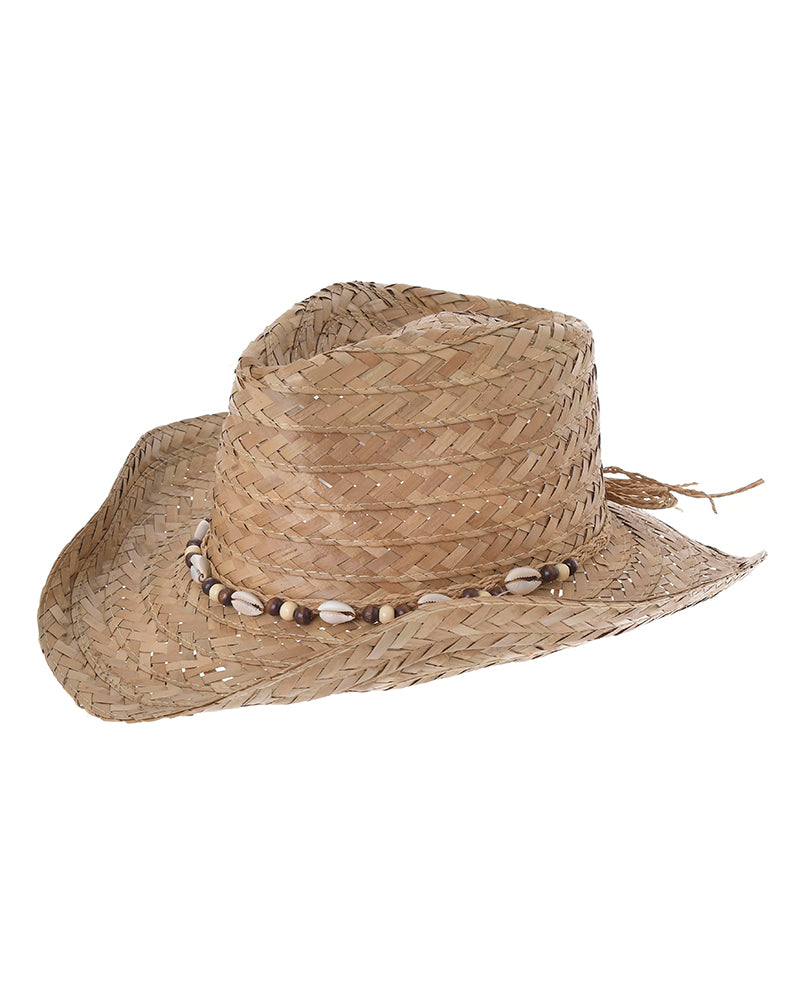 Ble Resort Collection Cappello Beige di Paglia con Conchiglie