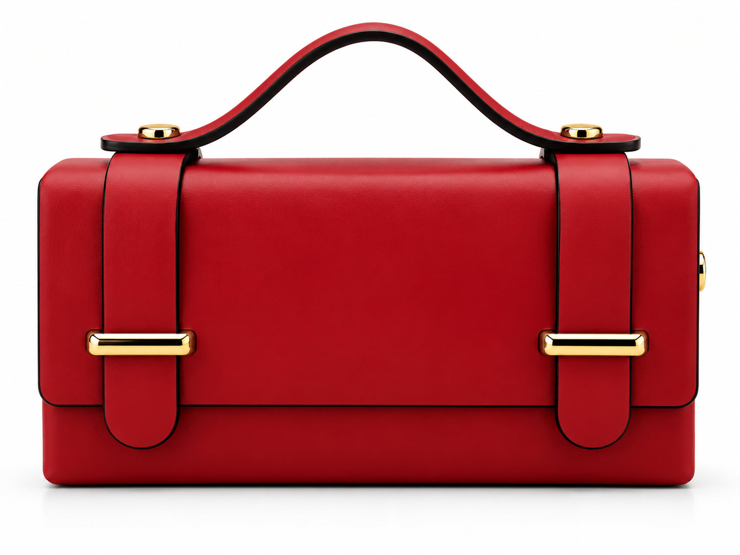 Borsa a Mano in Pelle con Dettagli Metallici
